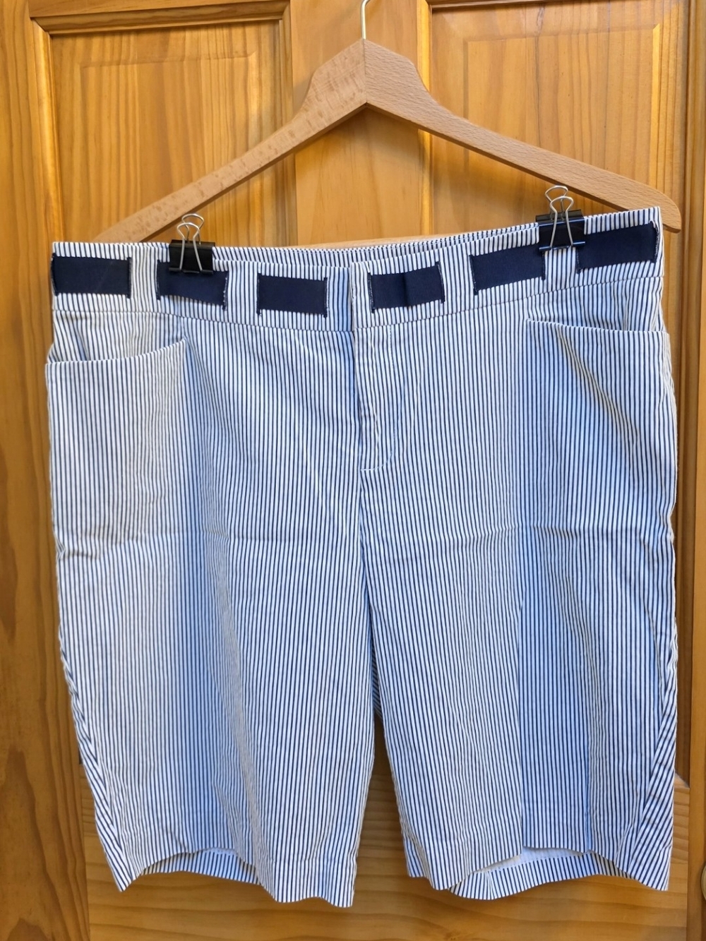 INC International Concepts Navy and White Pinstripe Women's Shorts